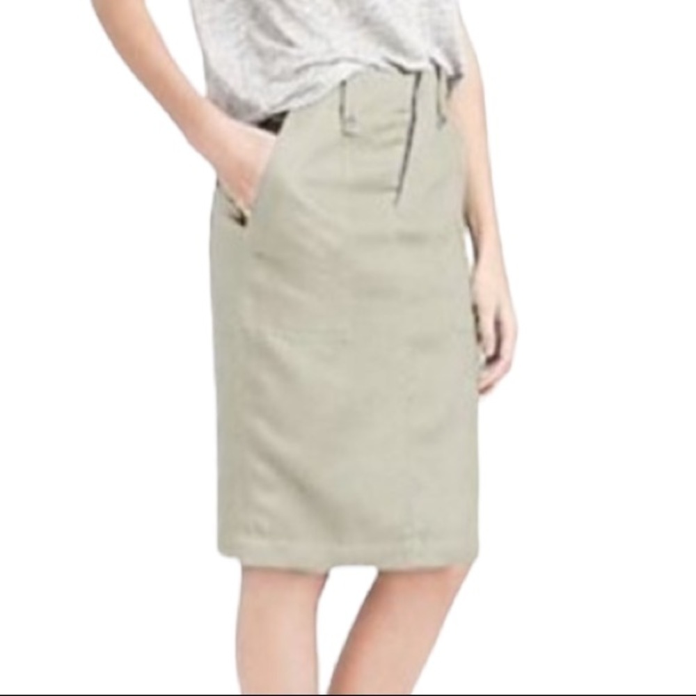 J Crew Beige Linen Cargo Pencil Skirt C4191 Sz 4